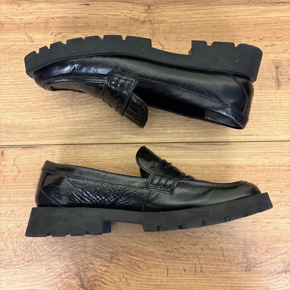 DOLCE VITA Elias Loafer Black Women Size 8.5 Lug Sole Platform Casual Office